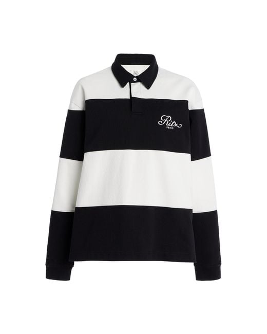 FRAME Black X Ritz Cotton Rugby Polo Shirt