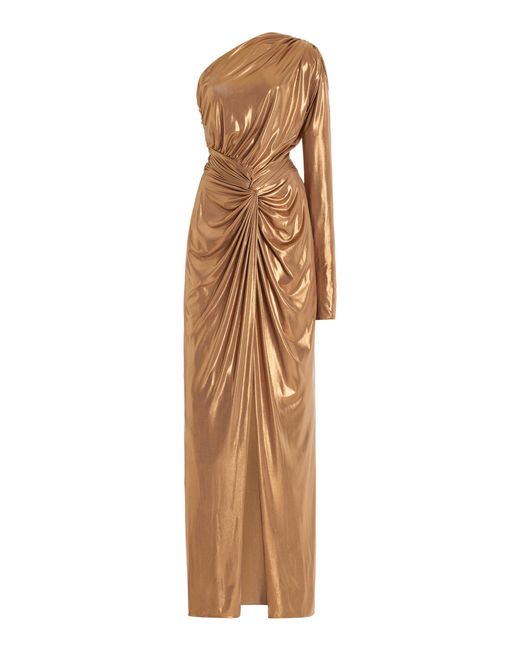 LAPOINTE Natural Gathered Coated-jersey Maxi Dress