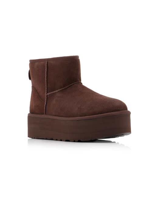 Ugg Brown Classic Mini Platform Shearling Ankle Boots
