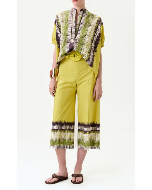Silvia Tcherassi Yellow Ilma Cotton Straight Leg Pants