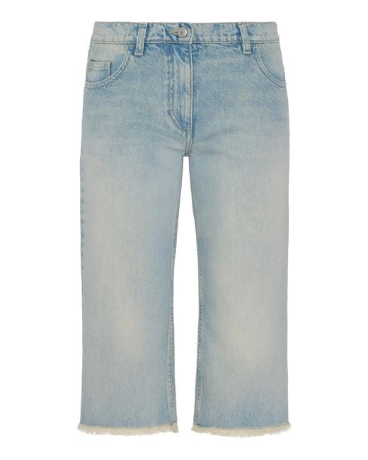 Magda Butrym Blue Frayed-Hem Denim Straight-Leg Jeans