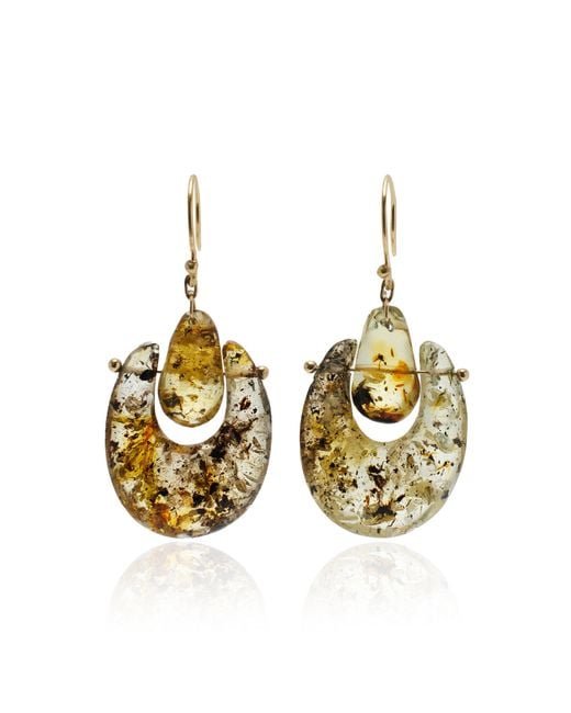 Ten Thousand Things Metallic Small O'keefe 18k Yellow Gold Amber Earrings
