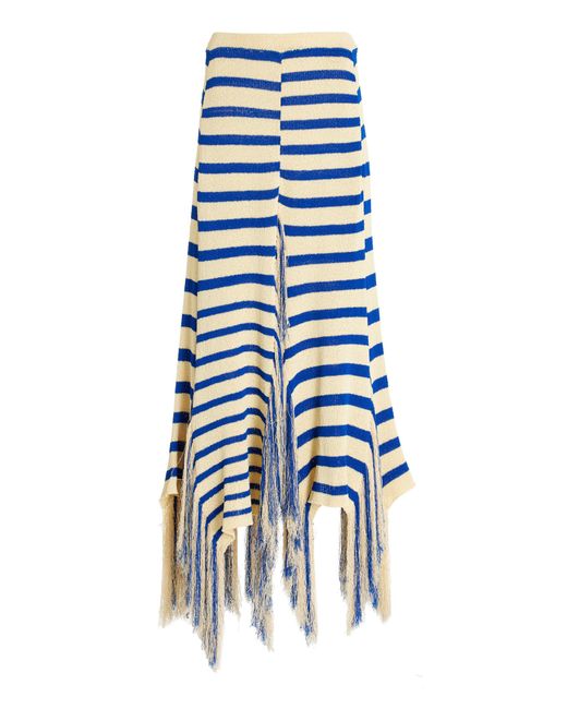 Proenza Schouler Blue Yves Fringed Cotton-Blend Knit Maxi Skirt
