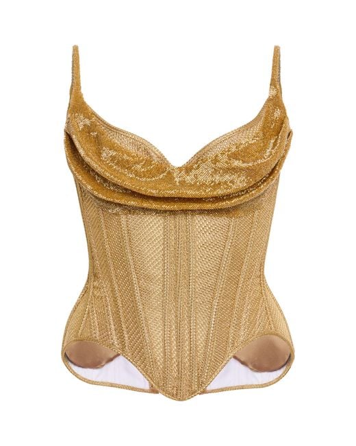Wiederhoeft Brown Salon Draped Lamé Corset