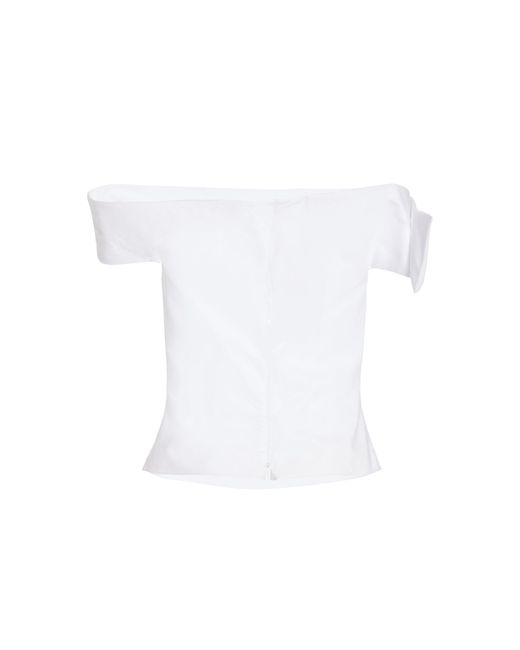 Rosie Assoulin White Can't Bare It Off-the-shoulder Cotton Top