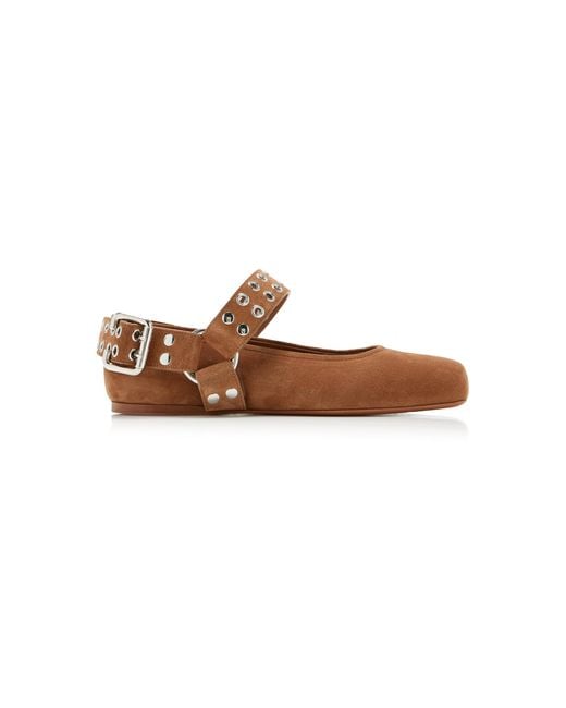 Alaïa Brown Biker Suede Ballet Flats