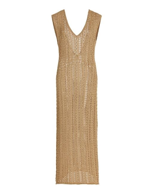 Savannah Morrow Tallara Crocheted Cotton Midi Dress in Brown | Lyst