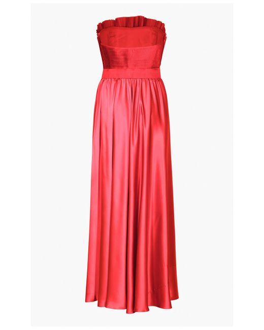 ANDRES OTALORA Red Cocora Pleated Silk Gown