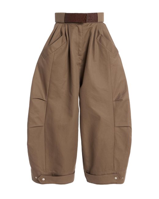 Niccolò Pasqualetti Brown Montage Leather Cotton-Twill Trousers