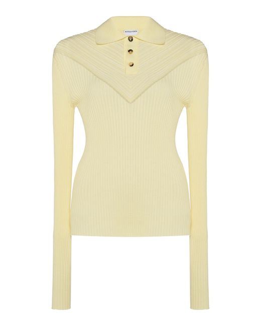 Bottega Veneta Yellow Ribbed Cotton-blend Polo Shirt