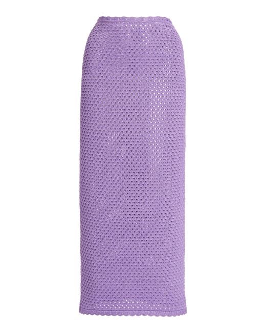 Dolce & Gabbana Purple Crocheted Cotton Midi Skirt
