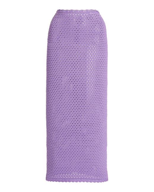 Dolce & Gabbana Purple Crocheted Cotton Midi Skirt