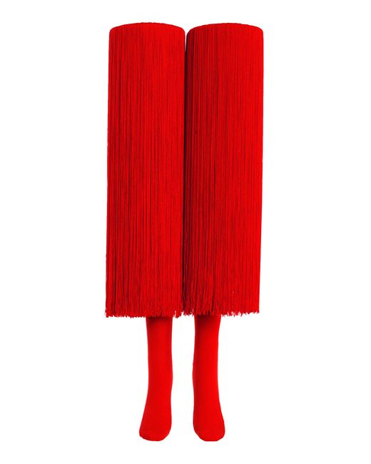 Alaïa Red Fringed High Socks