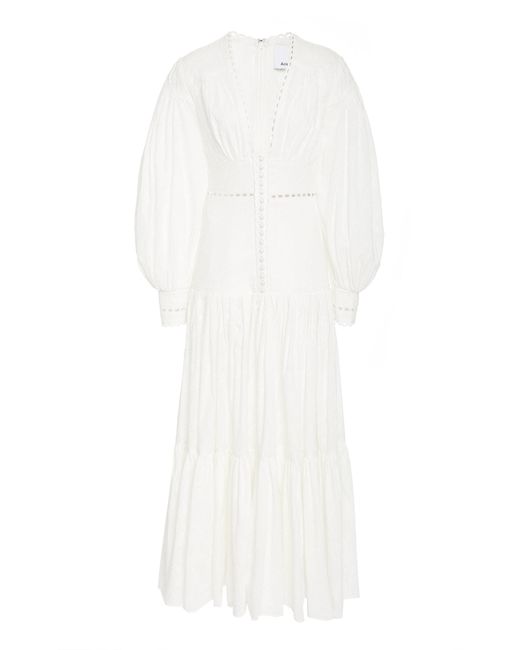 Acler White Hender Cotton-eyelet Maxi Dress