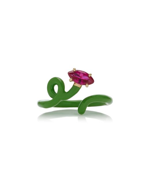 Bea Bongiasca Green Enameled 9K Corundum Ring