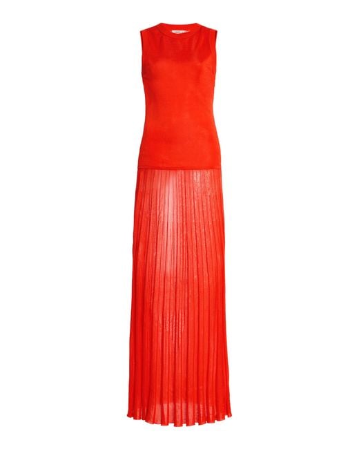 Zankov Red Gretchen Knit Jersey Maxi Dress