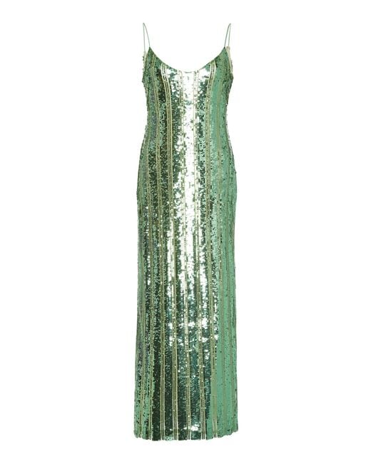 Galvan Green Stargaze Sequined Dress