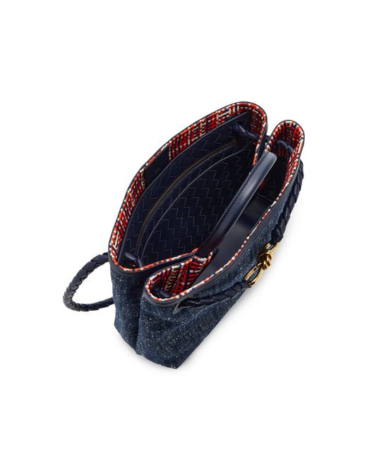 Bottega Veneta Blue Medium Andiamo Denim-Boucle Shoulder Bag