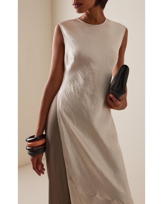 Third Form White Revery Split Satin Maxi Dress