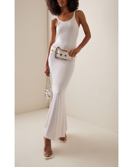 LAQUAN SMITH White Backless Jersey Gown
