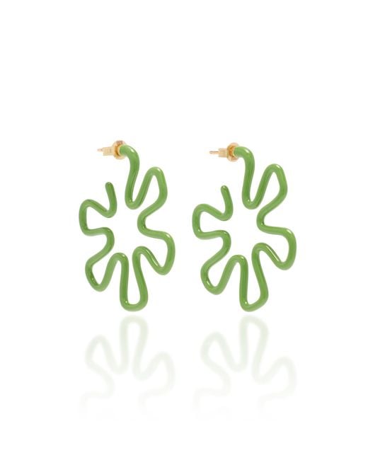 Bea Bongiasca Blue Pistachio 9k Gold, Silver, And Enamel Earrings