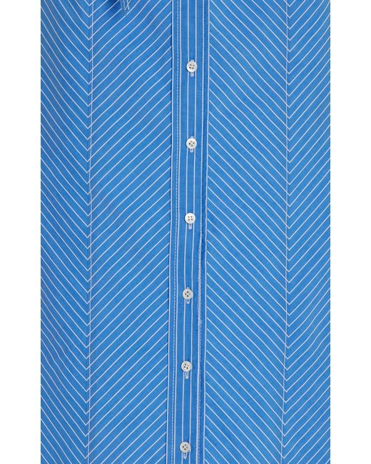 Carolina Herrera Blue Tie-detailed Cotton Midi Pencil Skirt