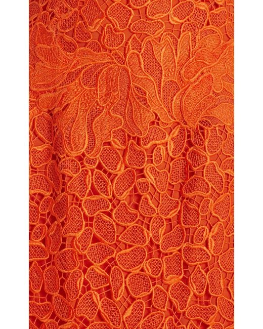 Jonathan Simkhai Orange Phoenix Embroidered Lace Maxi Dress