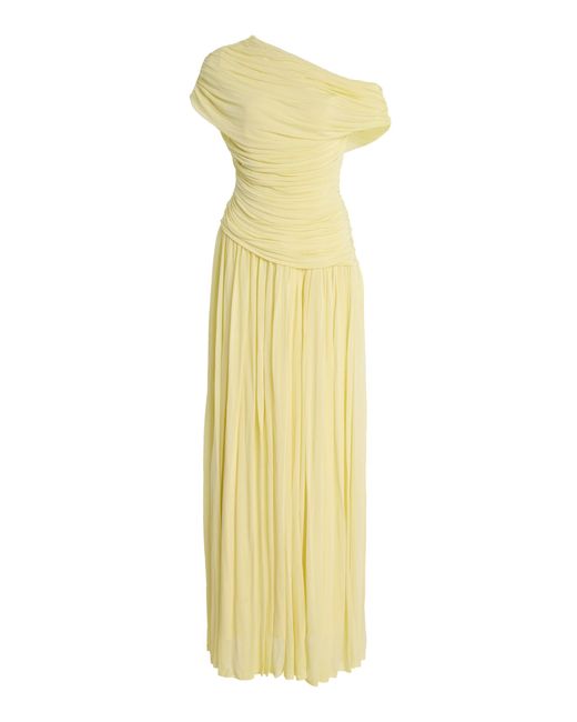 Jonathan Simkhai Yellow Rhiannon Ruched Midi Dress