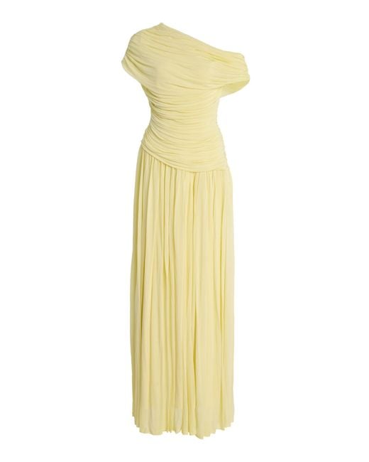 Jonathan Simkhai Yellow Rhiannon Ruched Midi Dress