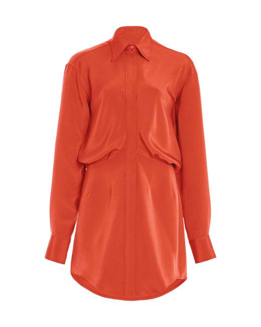 Brandon Maxwell Orange The Vera Silk Mini Shirt Dress