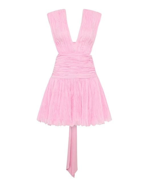 Aje. Pink Escapist Pleated Mini Dress