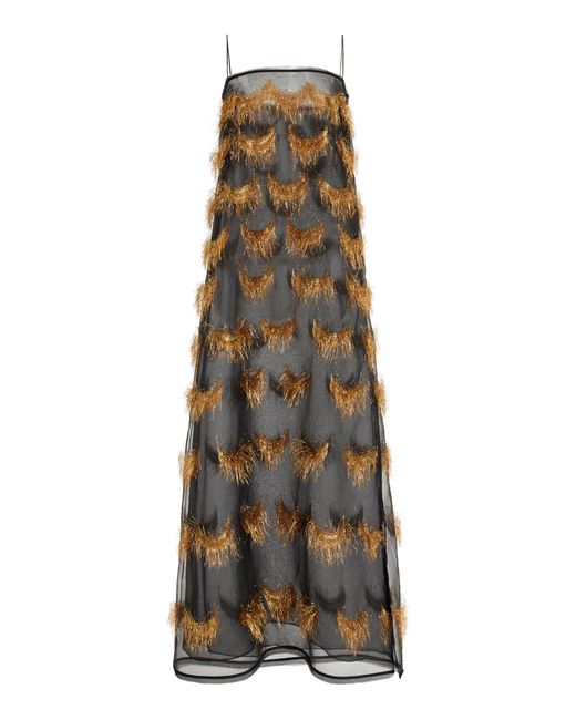 Ulla Johnson Natural Orianne Embellished Organza Maxi Dress