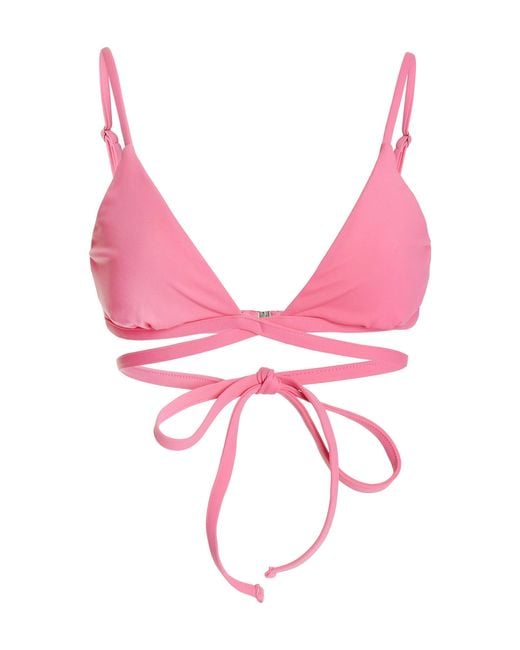 Jonathan Simkhai Harlen Tie-front Bikini Top in Pink | Lyst