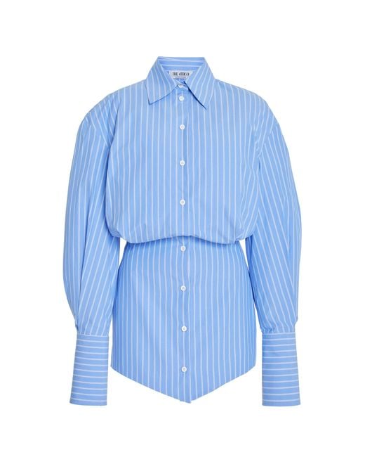 The Attico Blue Silvye Striped Poplin Mini Shirt Dress
