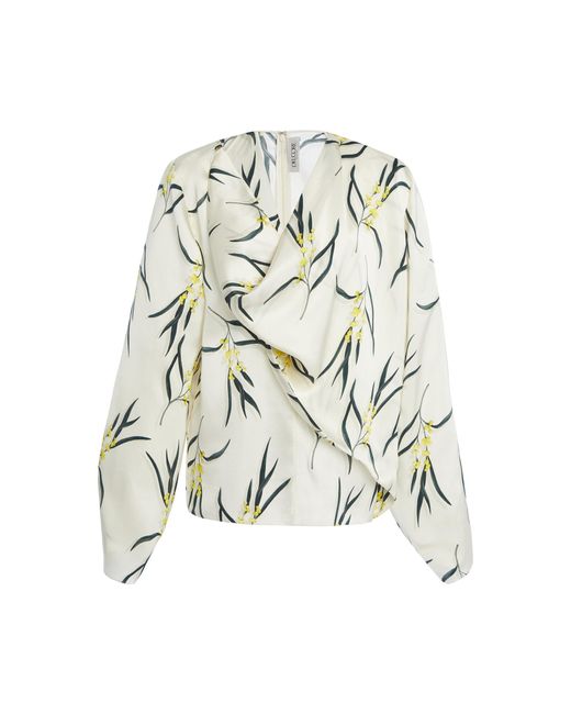 Del Core White Draped Georgette Top