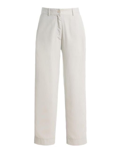 The Row White Karsten Washed Cotton Pants