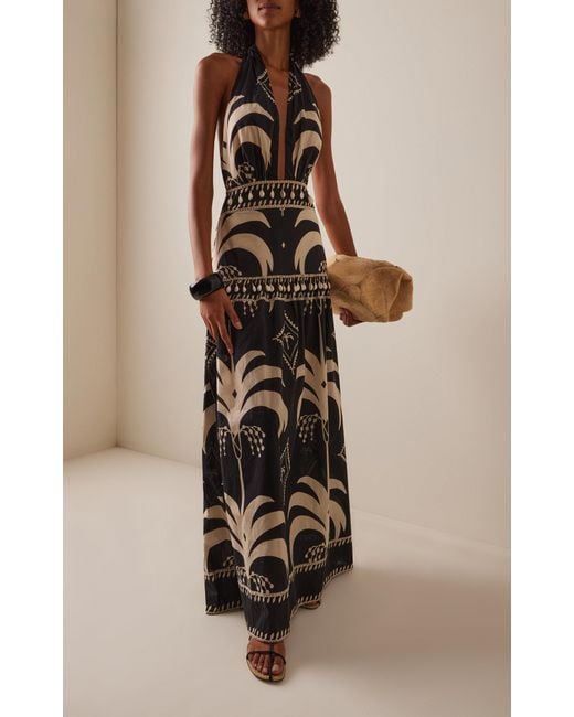 Johanna Ortiz Black Latin Rhythms Printed Cotton Poplin Maxi Dress