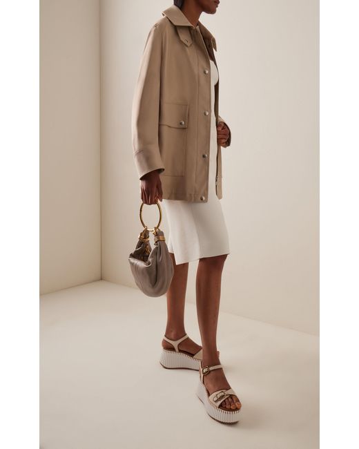 Chloé White Nama Canvas Platform Sandals