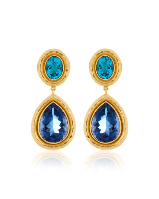 VALÉRE Blue Santorini 24k Gold-plated Brass Quartz Earrings