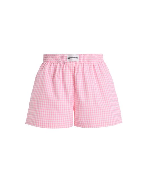 DES_PHEMMES Pink Exclusive Riviera Gingham Cotton Mini Shorts