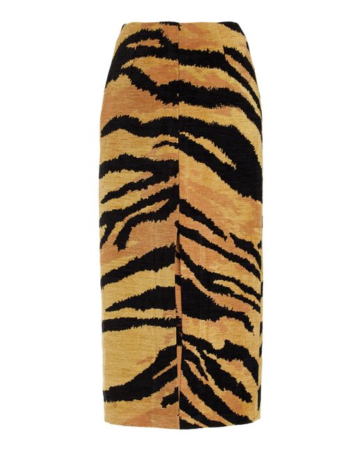 Oscar de la Renta Multicolor Chenille Tiger-jacquard Pencil Skirt