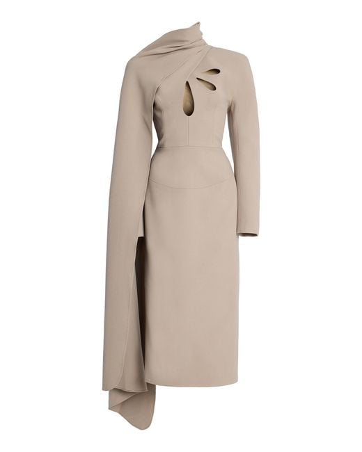 Harithand Natural Exclusive Draped Crepe Midi Dress