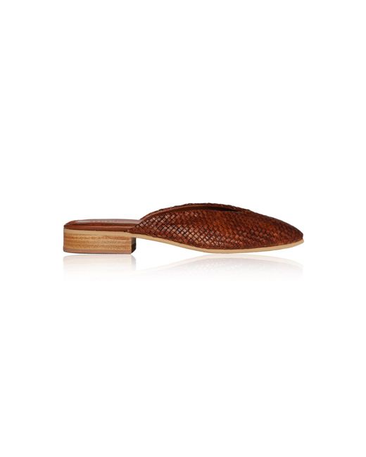 Bembien Brown Faye Woven Leather Mules