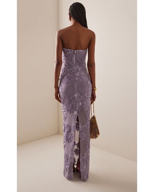 ROTATE BIRGER CHRISTENSEN Purple 3D Mesh Maxi Dress