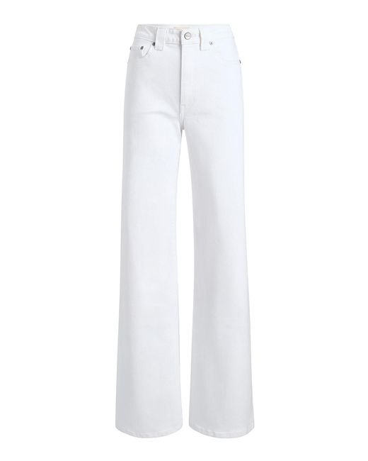 Khaite White Dane Stretch High-Rise Wide-Leg Jeans