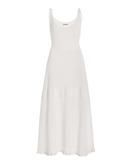 Alexis Kacen Pointelle-knit Midi Dress in White | Lyst