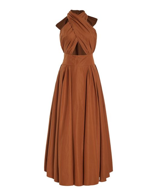 Franchise Brown Exclusive Marilyn Cutout Cotton Poplin Midi Dress