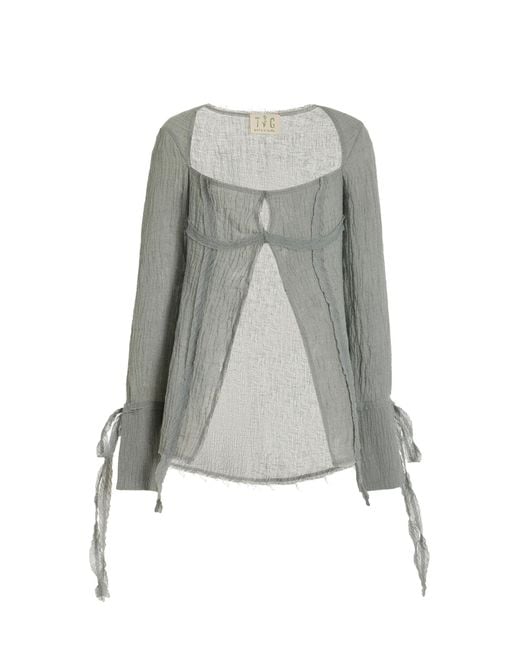 TG Botanical Gray Nadiya Linen Top