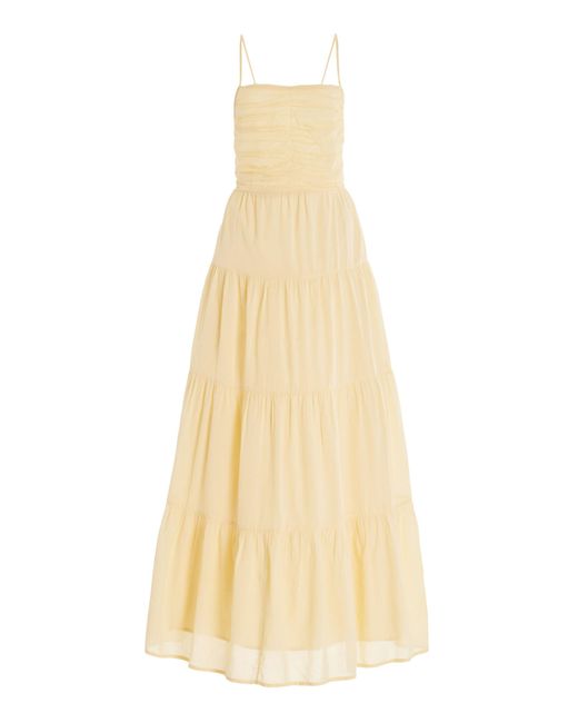 Posse Natural Marnie Open-back Ruched Cotton-blend Maxi Dress