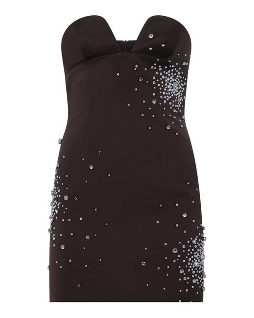DES_PHEMMES Black Crystal-embellished Bustier Mini Dress